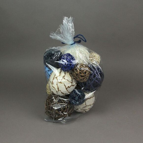 18 Piece Natural Peacock Blue, White and Brown Exotic Dried Organic Decor Balls - Picture 5 of 6